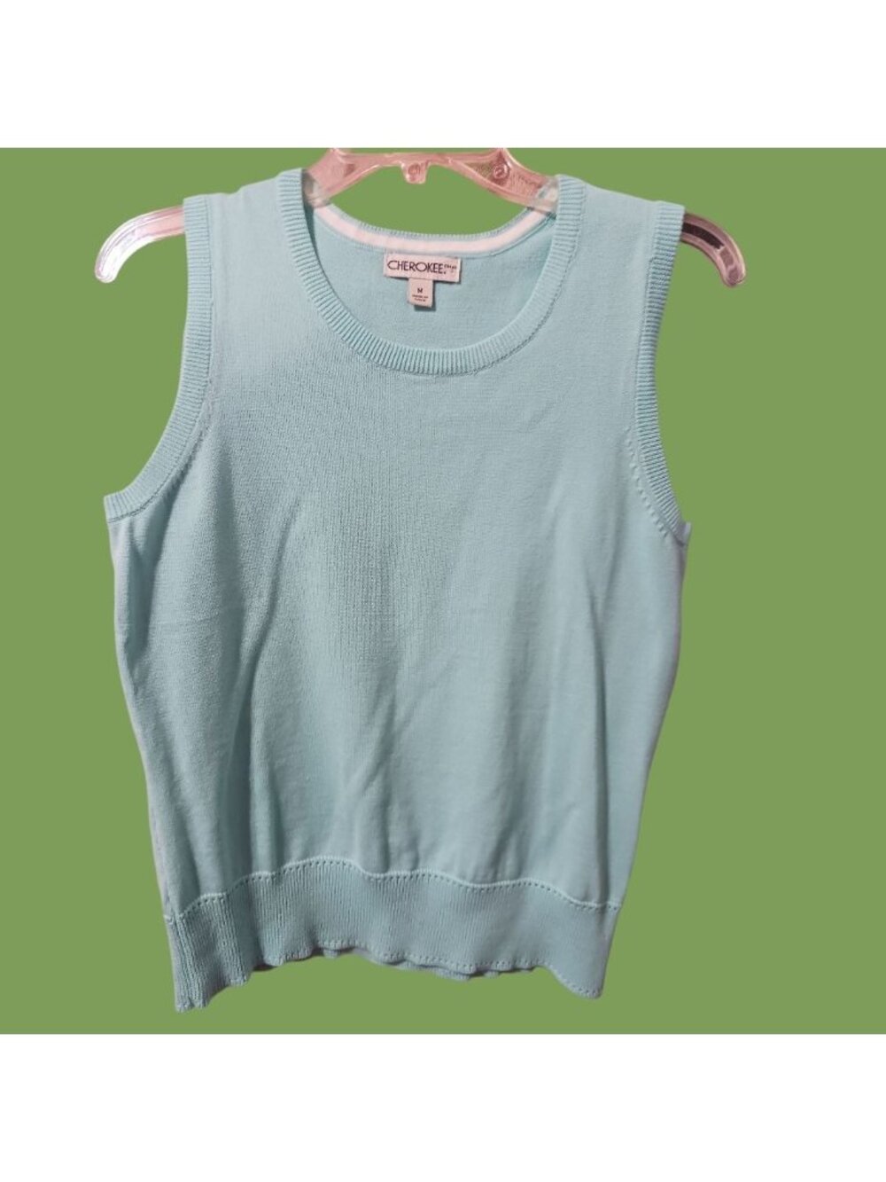 Cherokee Womens Sleeveless Light Blue Sweater Vest Medium